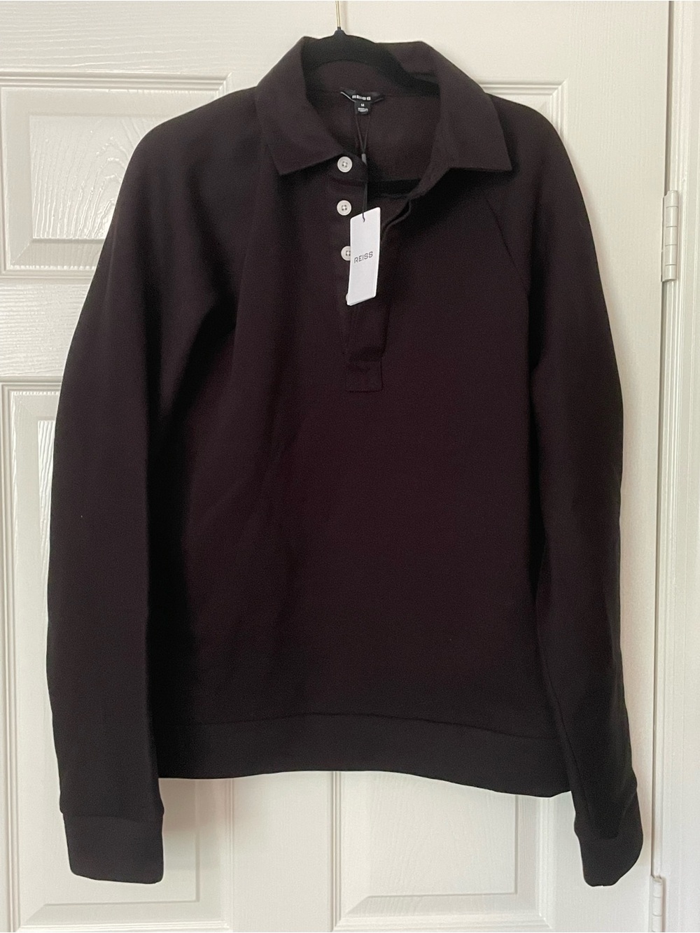 NWT Reiss Costello Long Sleeve Jersey Fleece - Black - Mens Medium - BRAND NEW
